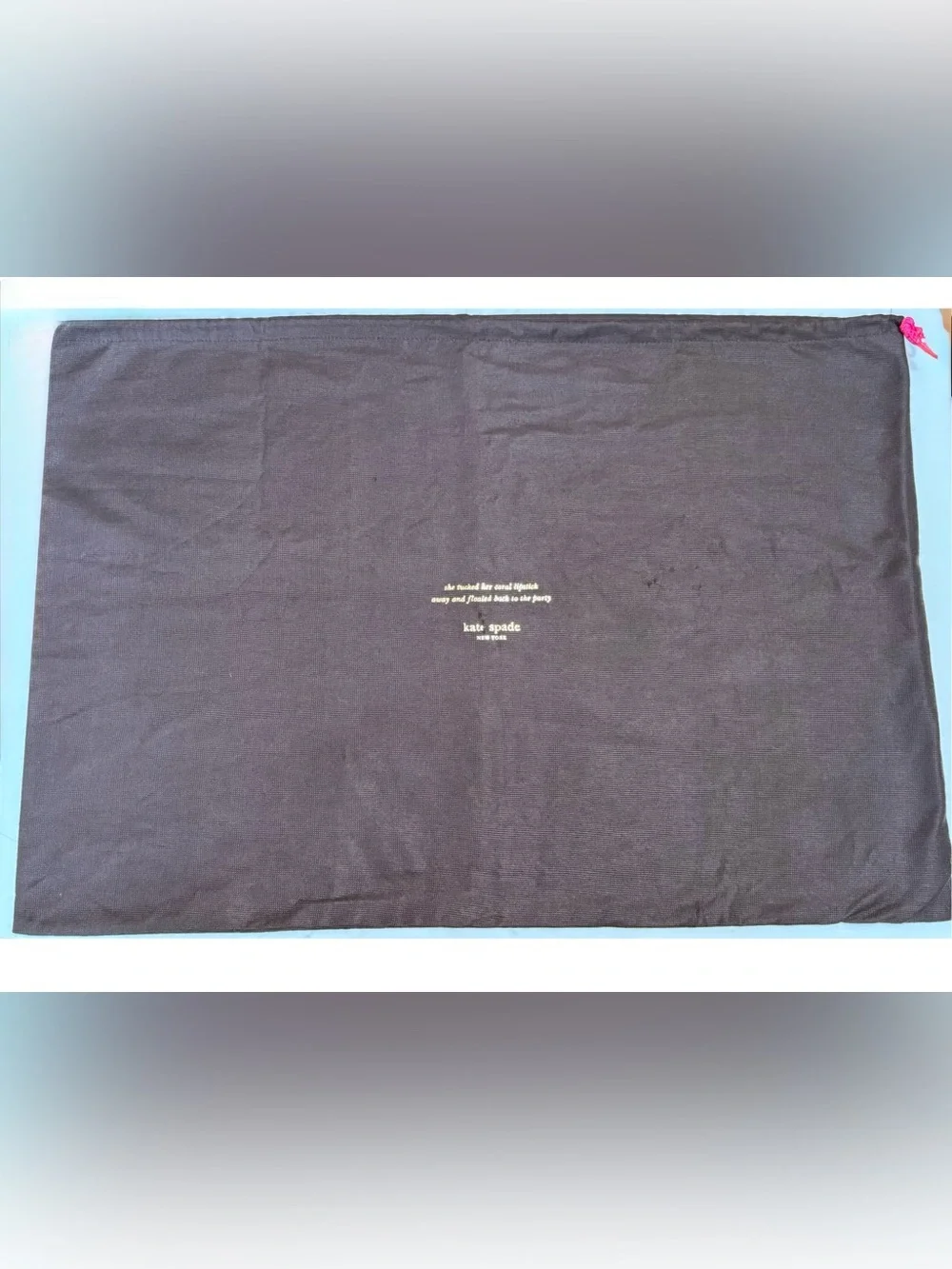 Kate Spade 19X27 Large Brown Dust Bag Pink Rope and floated back to the party